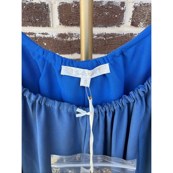 NWT Gold Hawk Blue Silk Jumpsuit With Belt Size Small $340 MSRP - Picture 4 of 5
